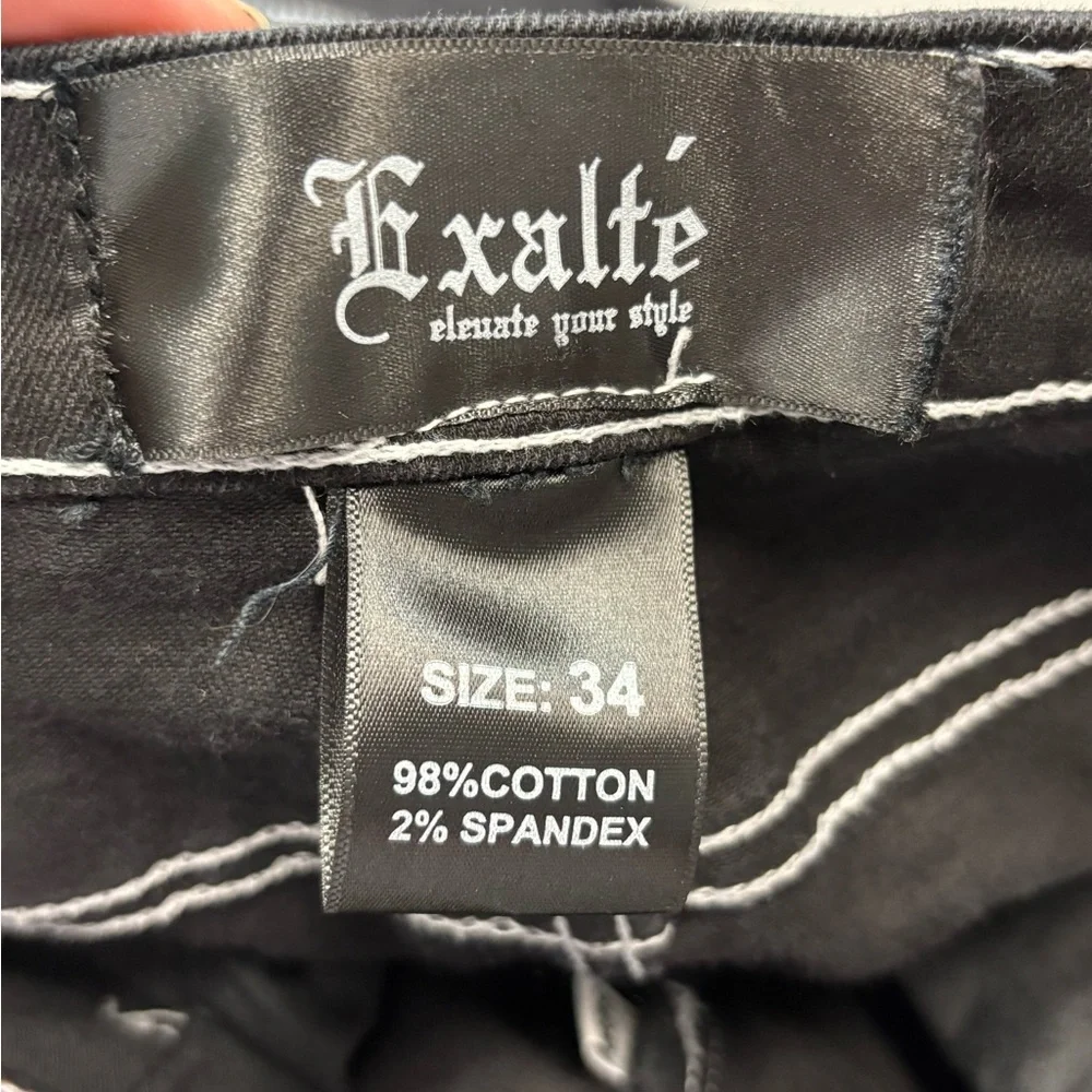 Black Cargo Pants with Contrast Stitching - Men's - Picture 3 of 3